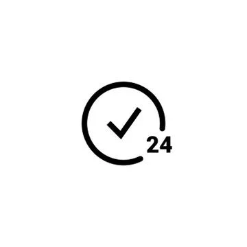 24 hour vector icon clock service day. 24 hour support open time Stock Illustration