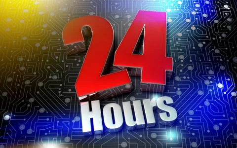 24 hours 3d rendering of the future. Stock Illustration