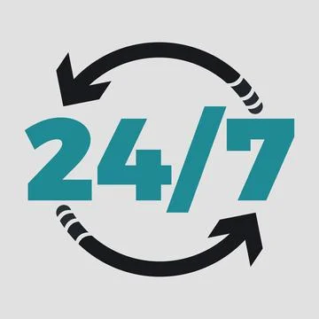 24 hours 7 days icon vector illustration. Service icon concept Stock Illustration