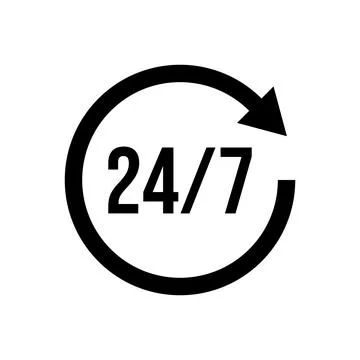 24 hours 7 days vector icon on white background Stock Illustration