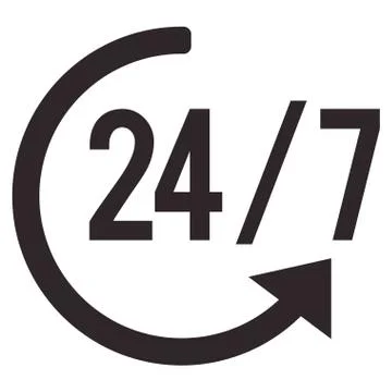 24 hours 7 days a week icon Stock Illustration