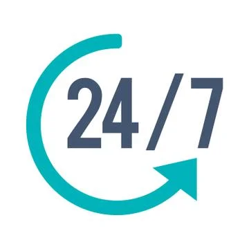 24 hours 7 days a week icon Stock Illustration