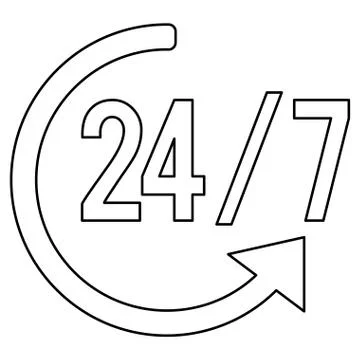 24 hours 7 days a week icon 스톡 일러스트