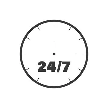 24 hours 7 days in week order execution or service icon Stock Illustration