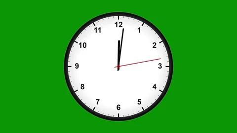 24 Hours Animated Clock with fast moving hands on green screen background Stock Footage 347263046