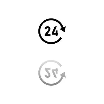 24 hours available icon flat Stock Illustration