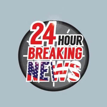 24 Hours Breaking News Vector Illustration Stock Illustration