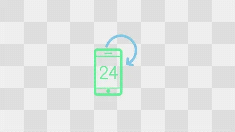 24 hours call support icon motion graphics animation with alpha channel, tran Stock Footage 206761236