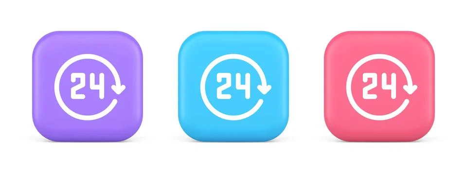 24 hours circle arrow button always available assistance service 3d realist.. 스톡 일러스트