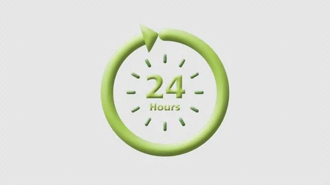 24 hours clock with circle arrow, customer service or online support concept Stock Footage 280409197