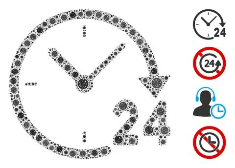 24 Hours Clock Collage of CoronaVirus Elements Stockillustratie