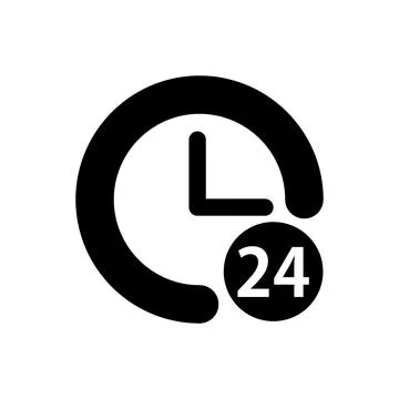 24 hours clock icon. Vector. Stock Illustration