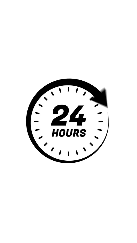 24 Hours Clock Loop Animation Circular Arrow Time Icon Minimal Stock Footage 334164176