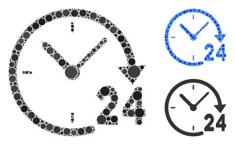 24 Hours Clock Mosaic Icon of Circle Dots イラスト素材
