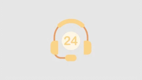 24 Hours Customer Support Headset Animated Icon Stock Footage 333669321