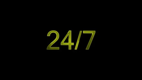 24 Hours a Day, 7 Days a Week Flickering Text Animation on Black Background Stock Footage 305166401
