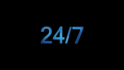 24 hours a day and 7 days a week animation on black. Stock Footage 305166396