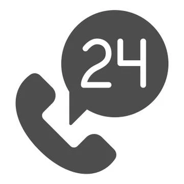 24 hours a day service solid icon. Around the clock vector illustration isolated Stock Illustration