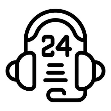 24 hours a day support headset icon depicting constant availability Stock Illustration
