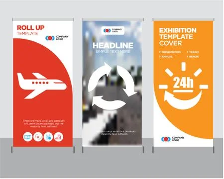 24 hours delivery, Triangular arrows, Air transport roll up Illustrazione stock