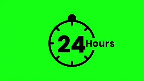 24 Hours green screen animation. Service opening hours, work time or delive.. Stock Footage 333135893