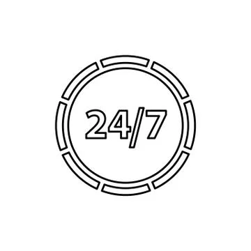 24 hours icon. Anytime support flat vector icon Stock Illustration