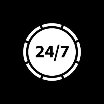 24 hours icon. Anytime support flat vector icon Stock Illustration