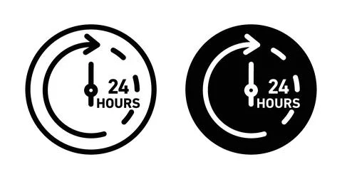 24 Hours Icon for Around-the-Clock Service, Availability, and Timekeeping Stock Illustration