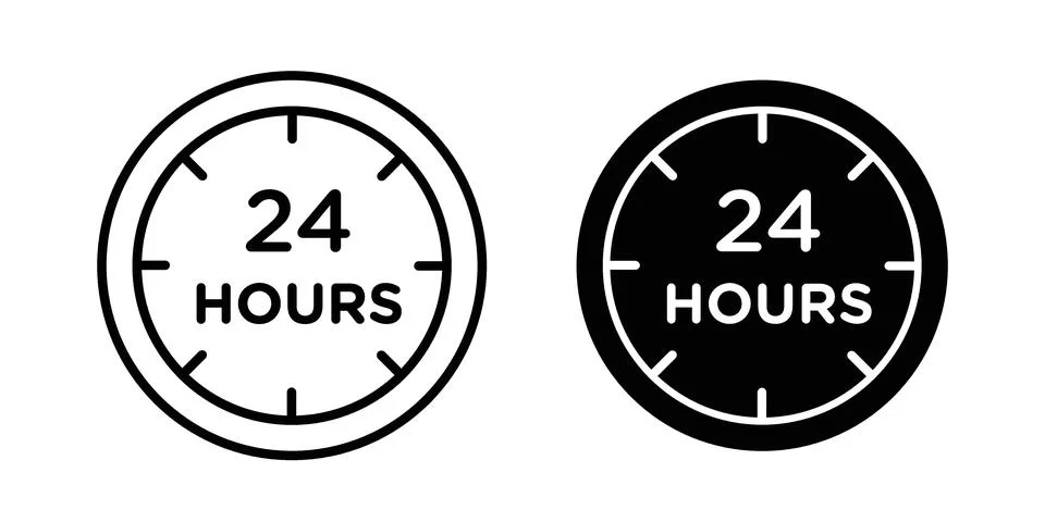 24 hours icon design. Simple Vector illustrations.. Stock Illustration
