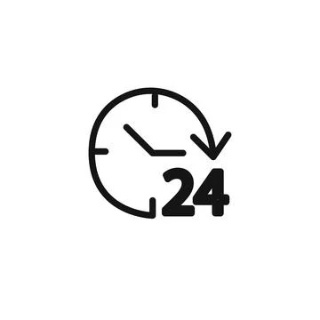 24 hours icon linear vector graphics sign Stock Illustration
