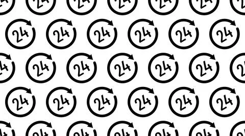 24 hours icon pictogram. Repeat arrows sign. Open around the clock symbol. Ve Stock Illustration