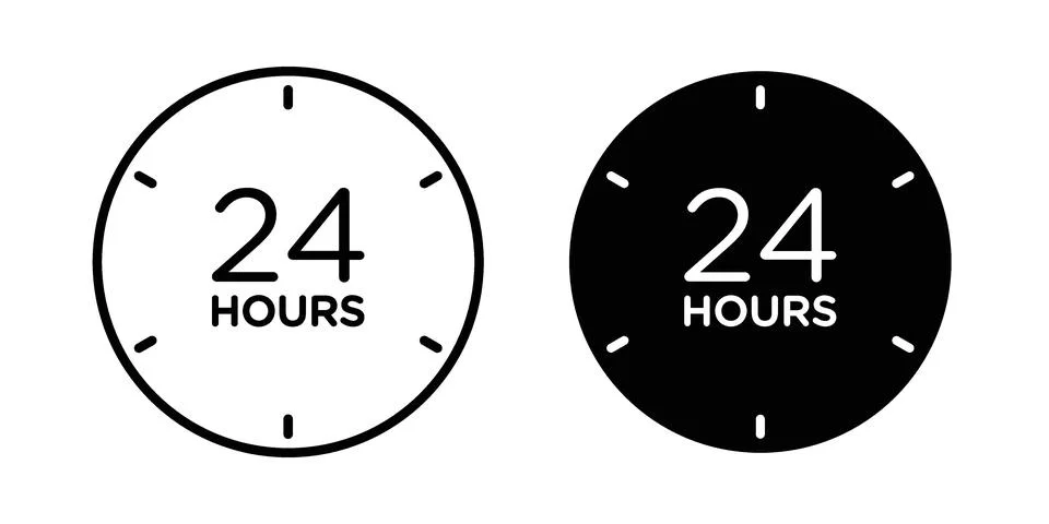 24 hours icon set, collection of vector icons Stock Illustration
