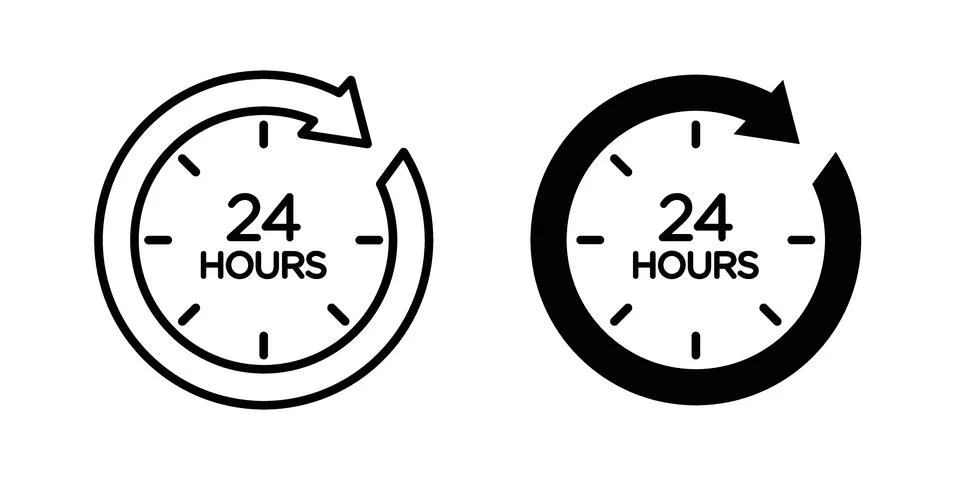 24 hours icon set. Vector EPS 10 Stock Illustration