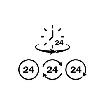 24 hours icons set. Vector on isolated white background. Eps 10. Stock Illustration