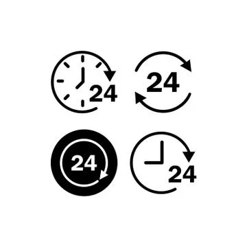 24 hours icons set. Vector on isolated white background. Eps 10. Stock Illustration