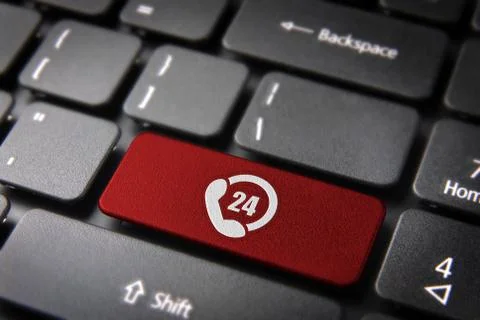 24 hours internet support concept Stock Photos