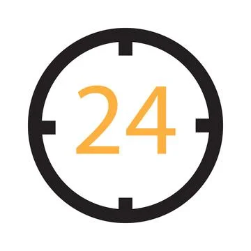 24 Hours Lettering Icon Vector Illustration Stock Illustration