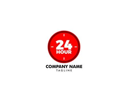 24 Hours Logo Vector Illustration Stock Illustration