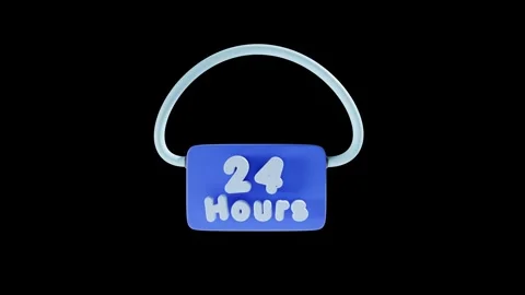 24 Hours Nonstop Icon Animation with Transparent Background Stock Footage 309837142