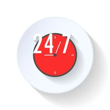 24 hours open flat icon Stock Illustration