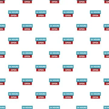 24 hours open sign pattern for continuous service Stock Illustration