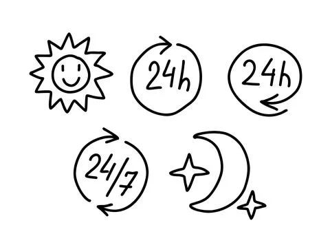 24 hours order execution or delivery service icons. Vector illustration Stock Illustration