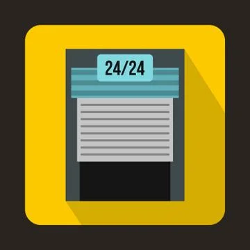 24 hours parking icon, flat style Ilustración de archivo