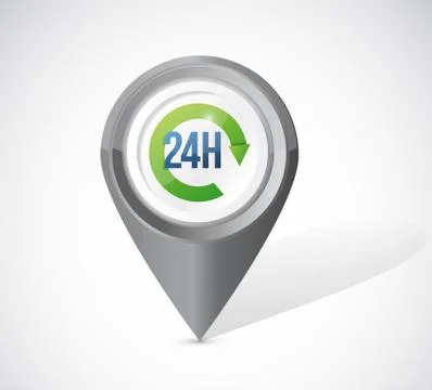 24 hours pointer locator illustration Stock Illustration