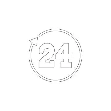 24 hours rotation. flat vector icon Stock Illustration