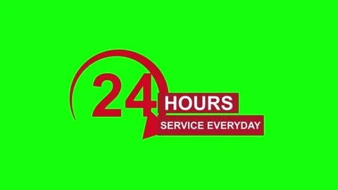24 Hours Service Arrow Animation on Green Screen Video stock 323449832