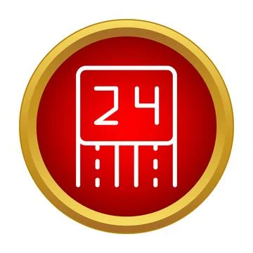 24 hours service availability icon on red background Illustrazione stock