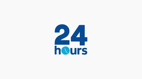 24 Hours Service Icon Animation with Rotating Clock Hand Stock Footage 334236540