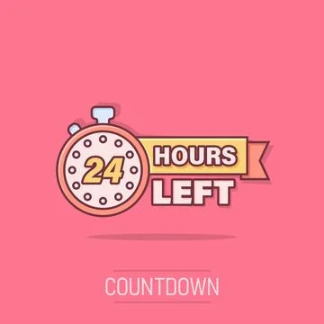 24 hours service icon in comic style. All day business and service cartoon .. 스톡 일러스트