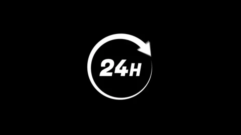 24 Hours Service Loop Animation Circular Arrow Refresh Cycle Stock Footage 334164172